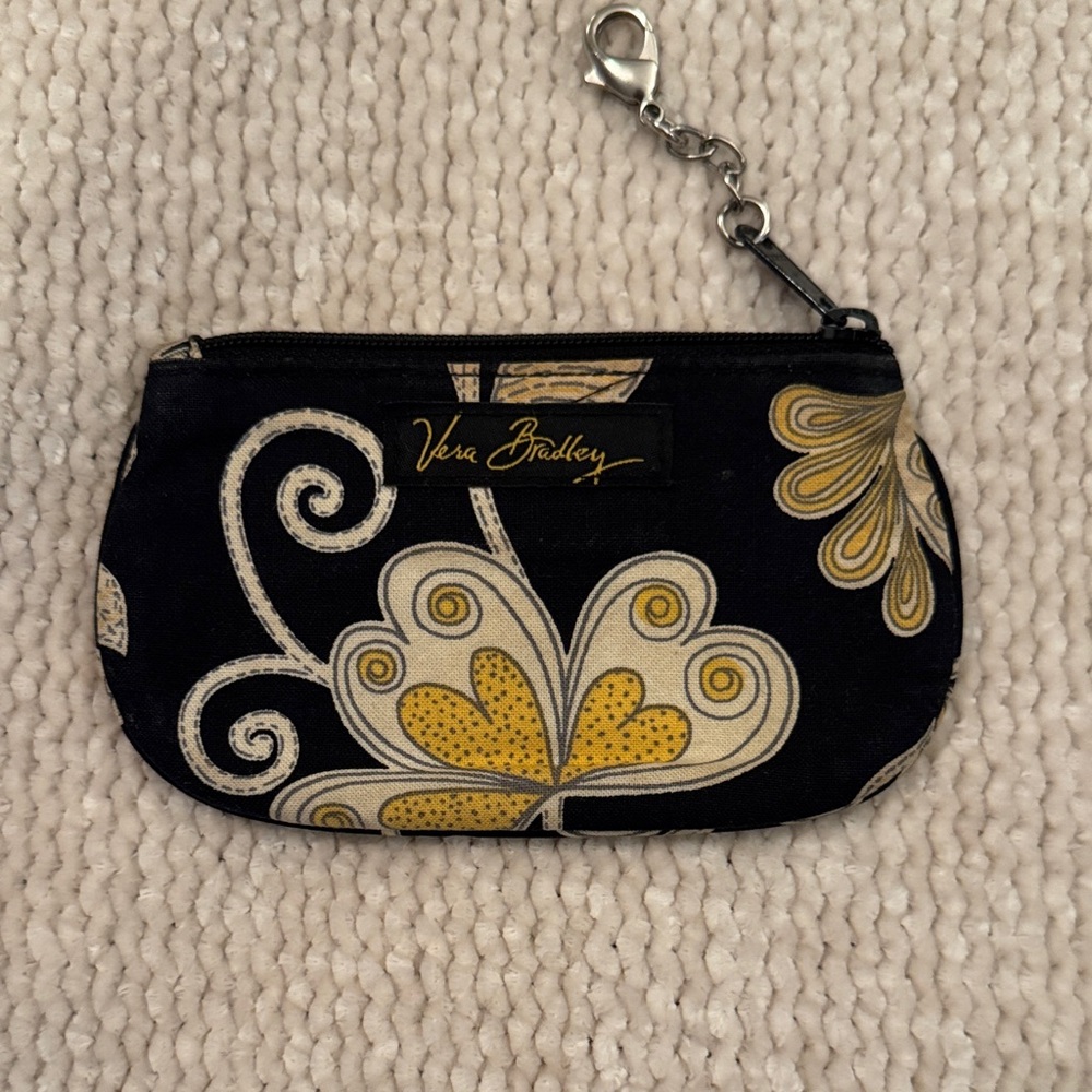 Vera Bradley Black and Yellow Floral Wristlet